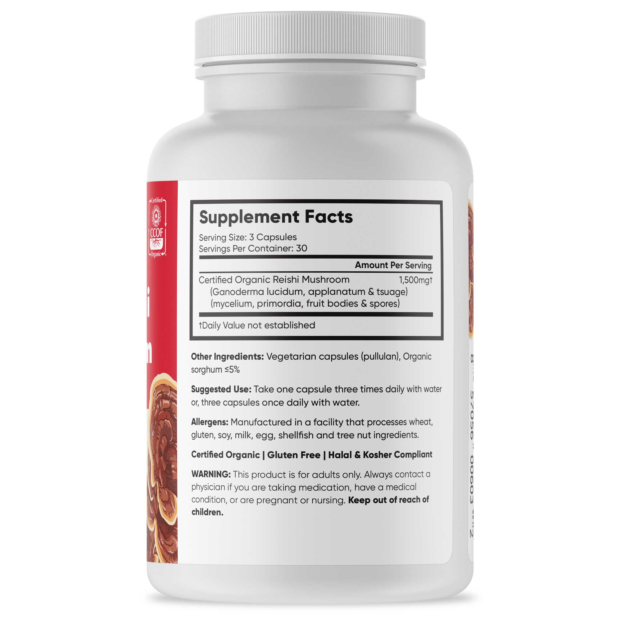 Organic Red Reishi Mushroom, 90 Capsules