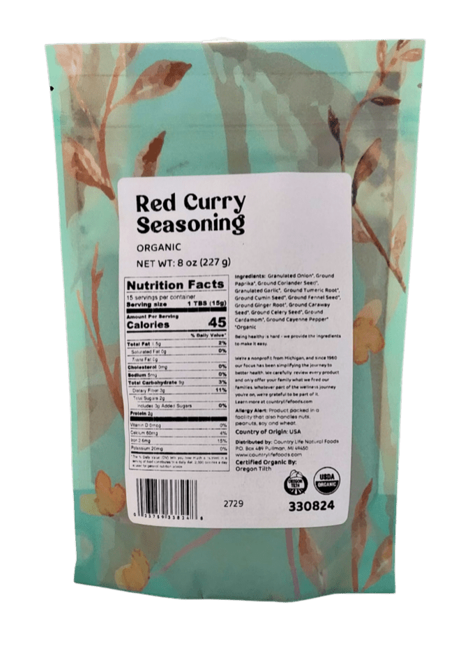 Red Curry Seasoning, Organic by Country Life Natural Foods