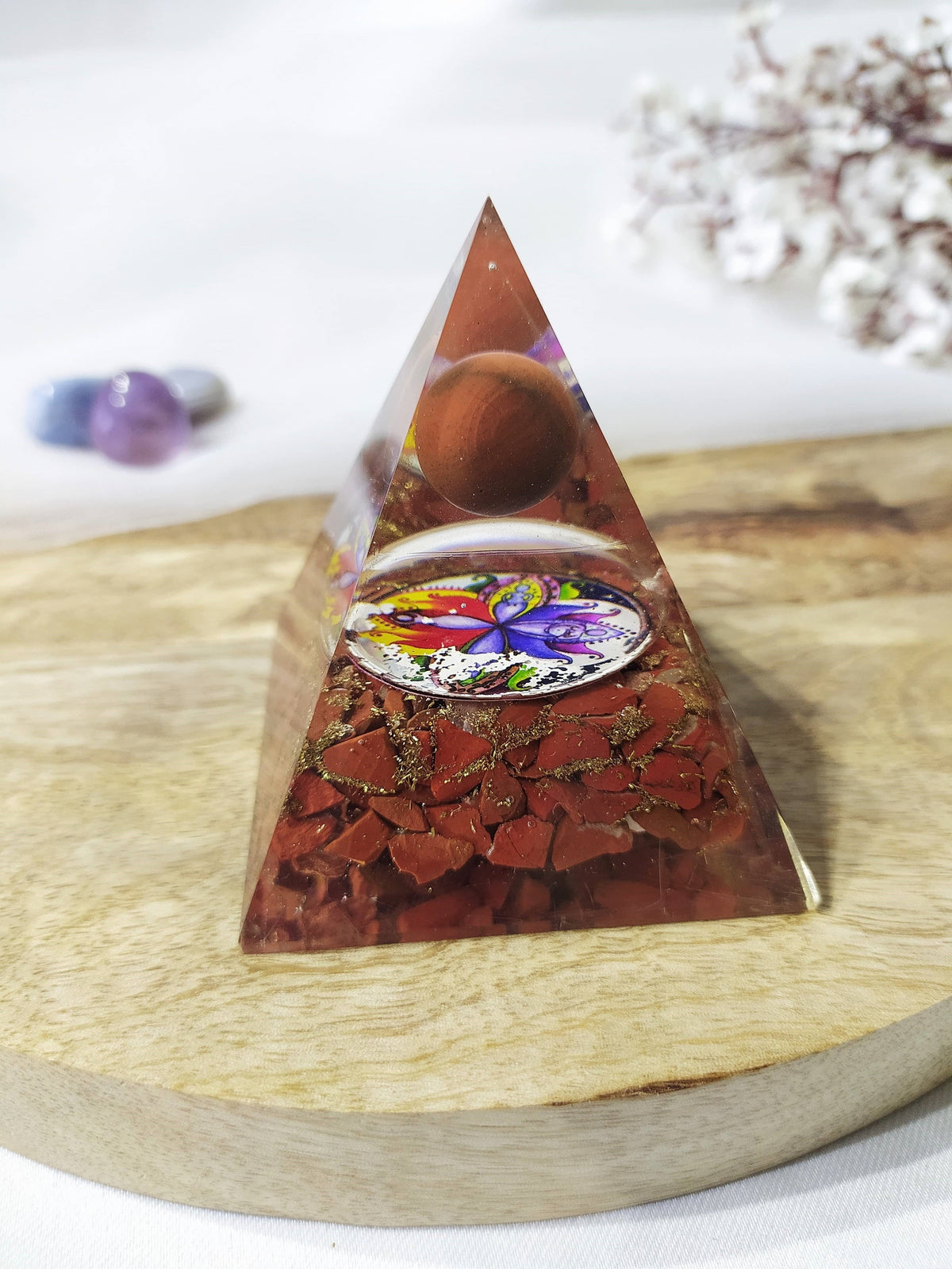 Red Jasper Orgone Pyramid, Crystal Energy Pyramid  DestGlow