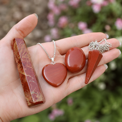 Red Jasper Crystal Gift Set For Emotional Support and Protection, Real Polished Gemstones.  DestGlow