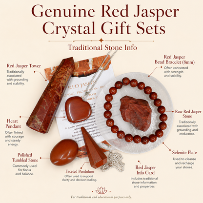 Red Jasper Crystal Gift Set For Emotional Support and Protection, Real Polished Gemstones.  DestGlow