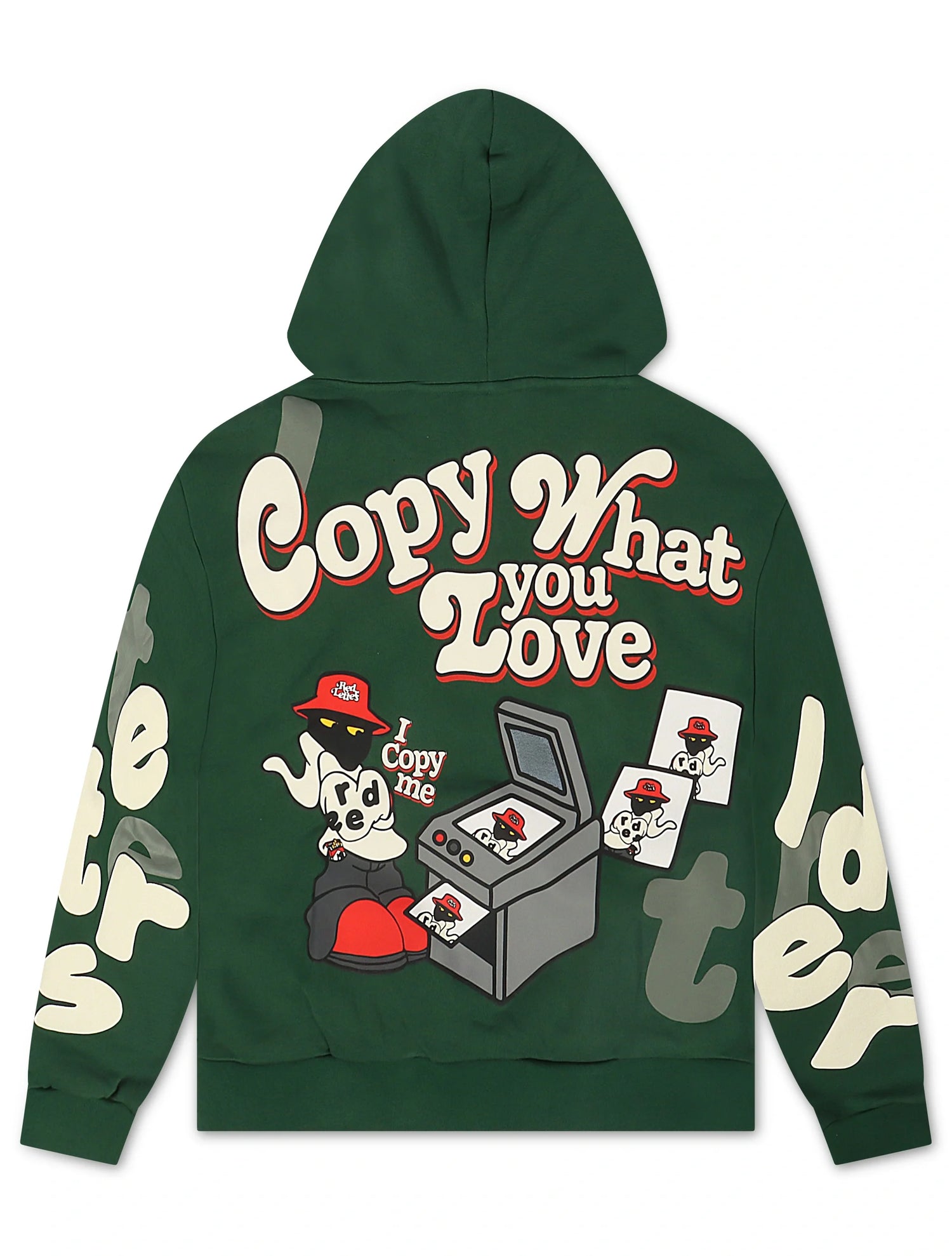 Red Letters Copy Me Scattered Hoodie - Green by Denim Exchange