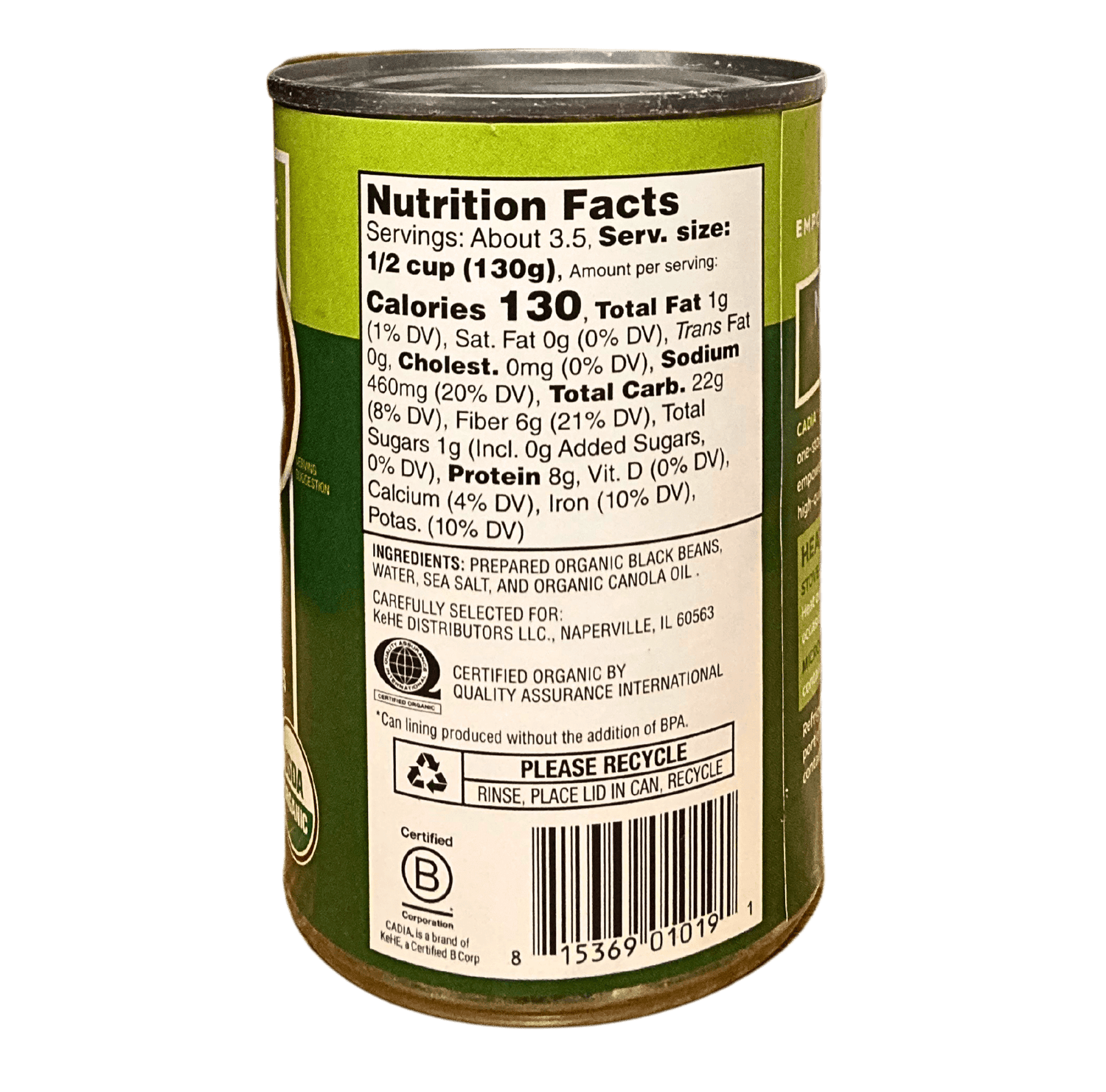 Refried Black Beans, Organic, Cadia by Country Life Natural Foods