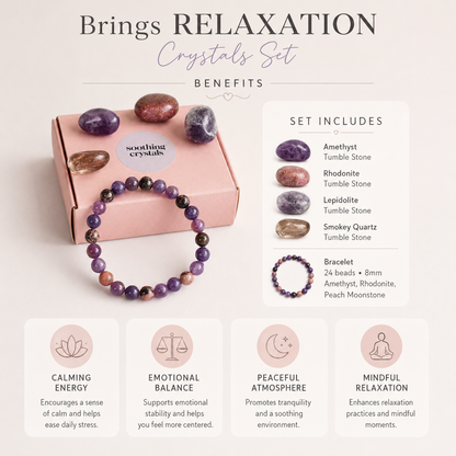 Brings RELAXATION Crystal Kit, Gemstone Tumble Kit, Relaxation Crystal Gift Set