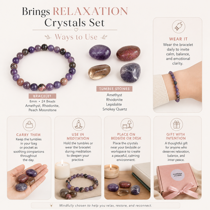 Brings RELAXATION Crystal Kit, Gemstone Tumble Kit, Relaxation Crystal Gift Set
