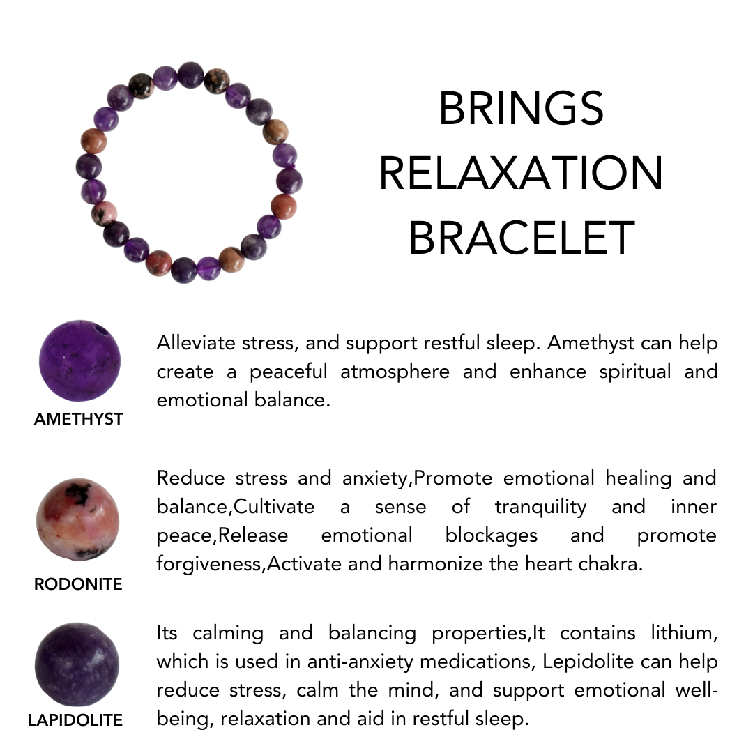 Brings RELAXATION Crystal Bracelet (Calming, Anti-Stress, Strength)  DestGlow