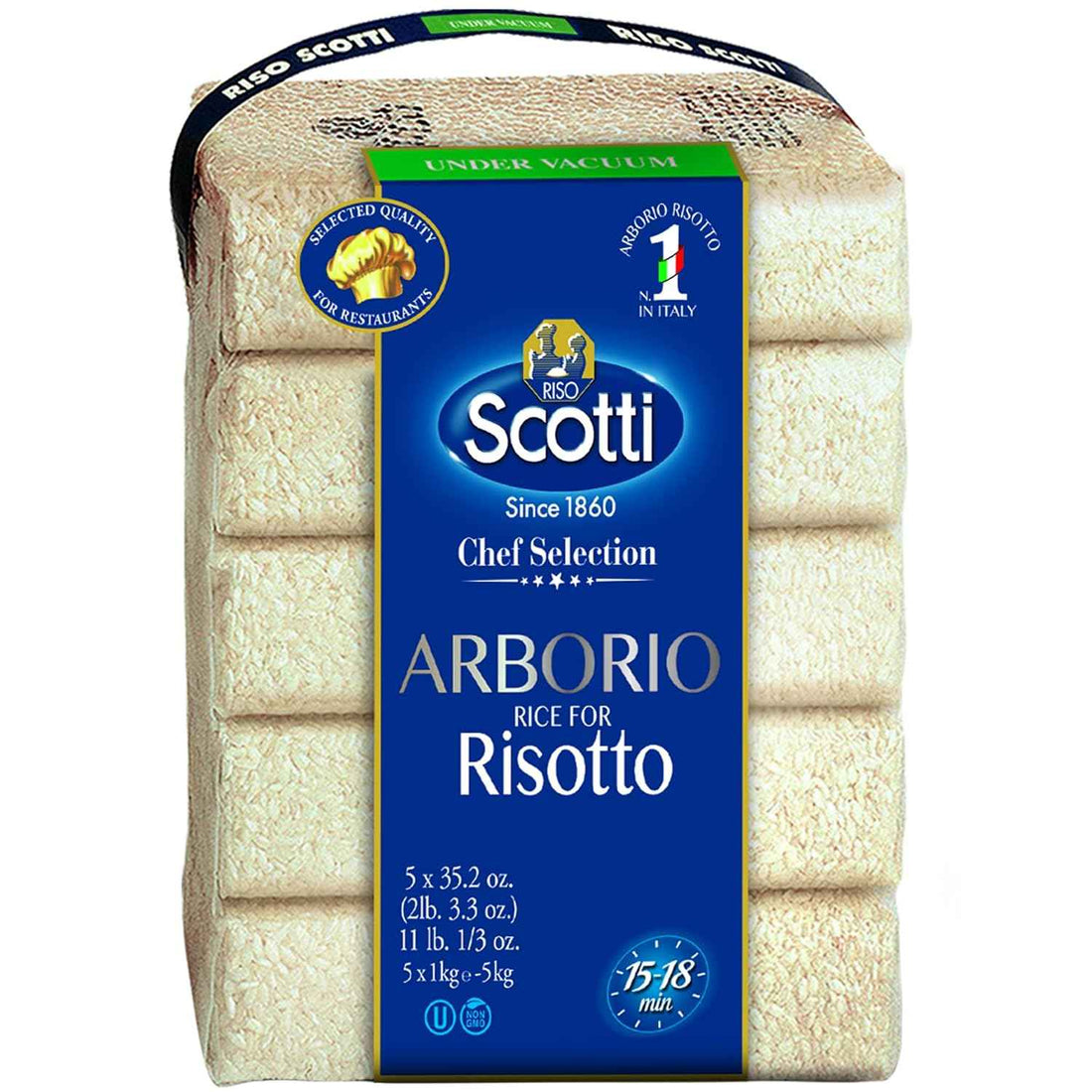 Riso Scotti Italian Arborio Risotto Rice – 5 x 1 kg (11 lb)
