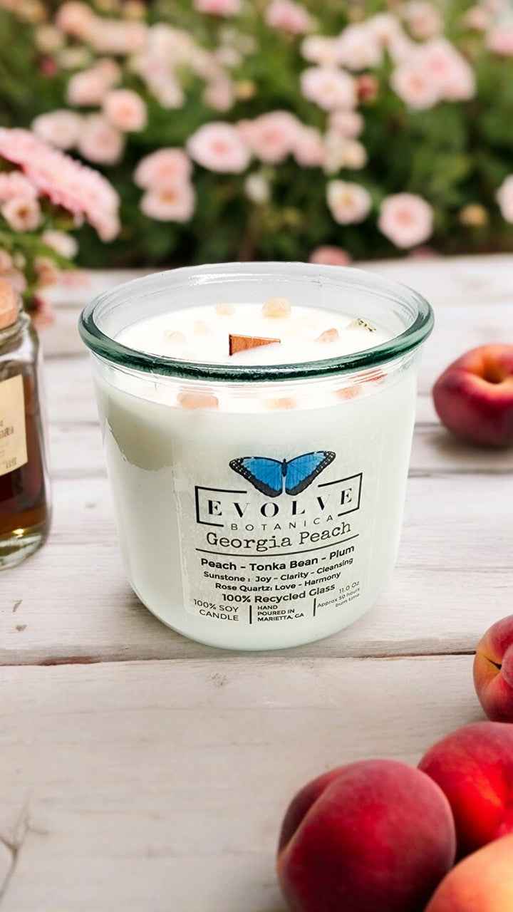 Rocks Candle - Georgia Peach (Wood Wick Gemstone Soy Candle)