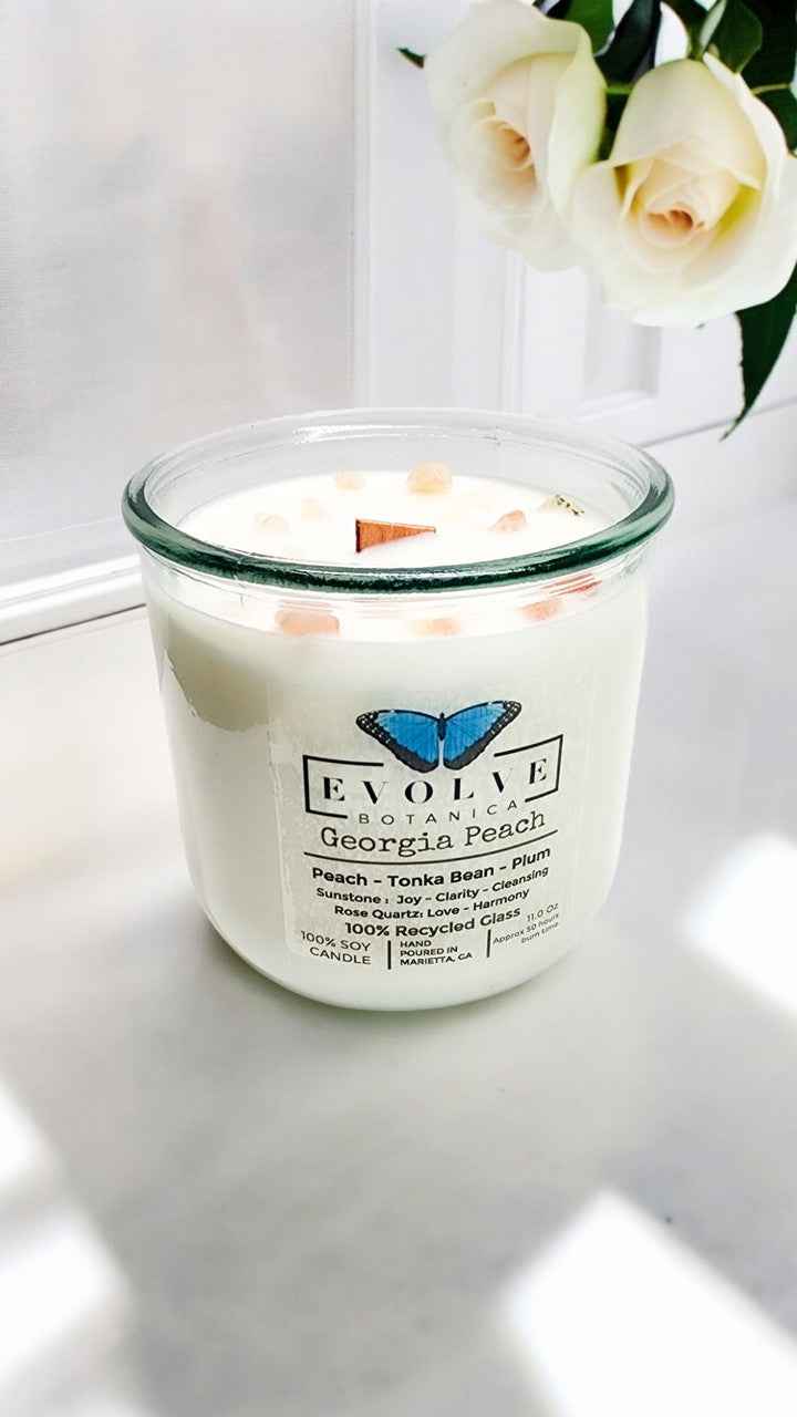 Rocks Candle - Georgia Peach (Wood Wick Gemstone Soy Candle)