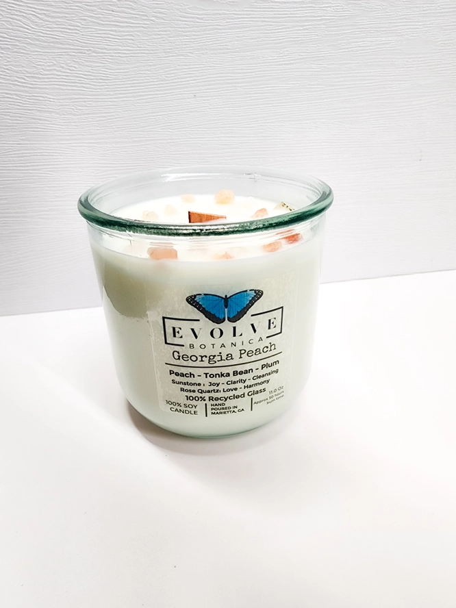 Rocks Candle - Georgia Peach (Wood Wick Gemstone Soy Candle)