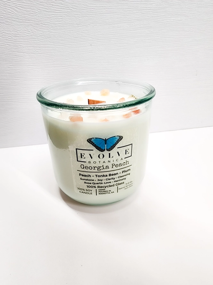 Rocks Candle - Georgia Peach (Wood Wick Gemstone Soy Candle)