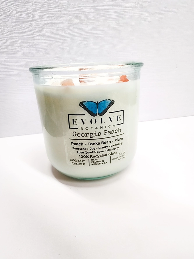 Rocks Candle - Georgia Peach (Wood Wick Gemstone Soy Candle)