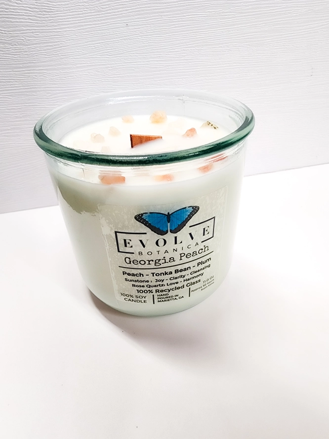 Rocks Candle - Georgia Peach (Wood Wick Gemstone Soy Candle)