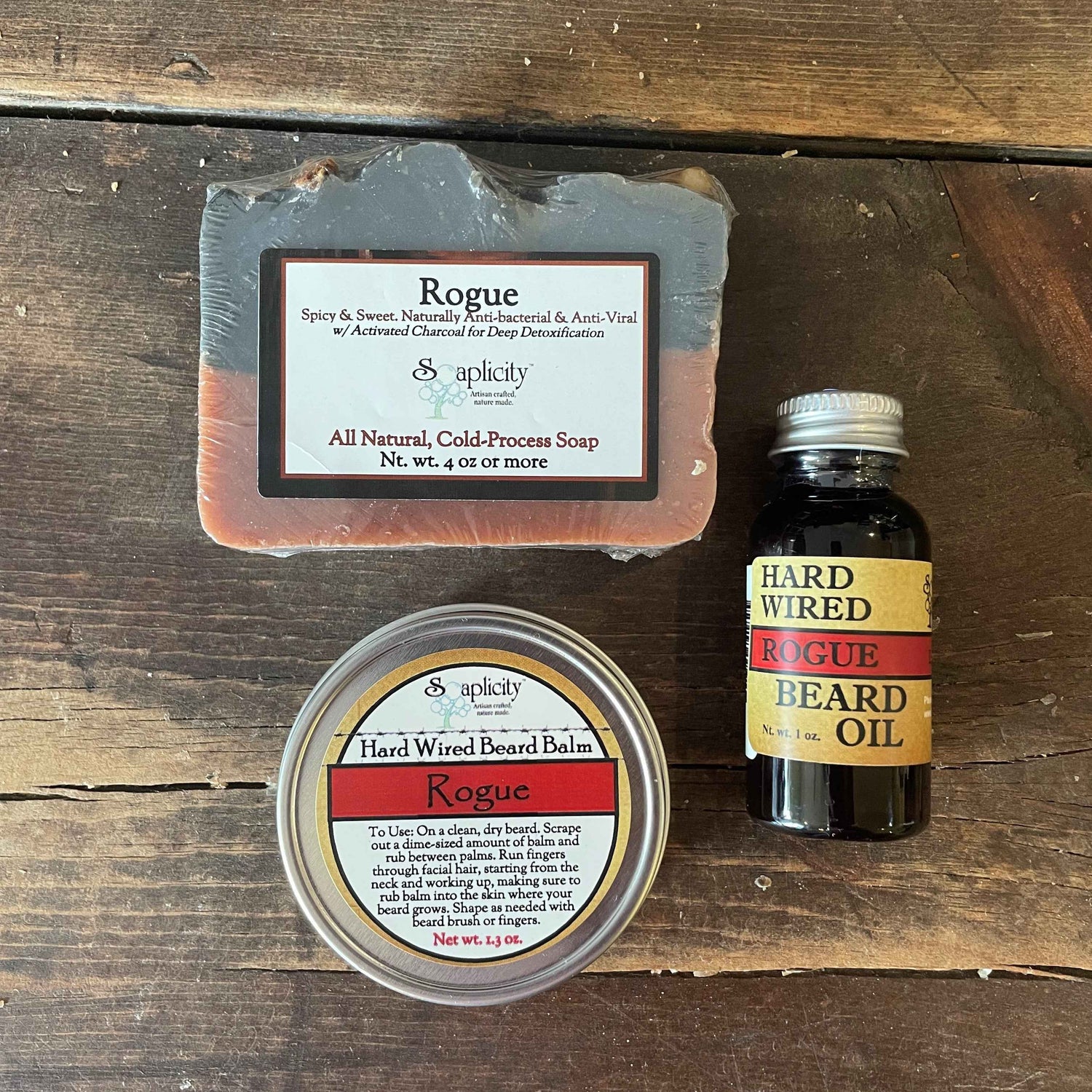 Bearded Trio Gift Set with Hard Wired Beard Oil, Balm, &amp; Body Soap Bar