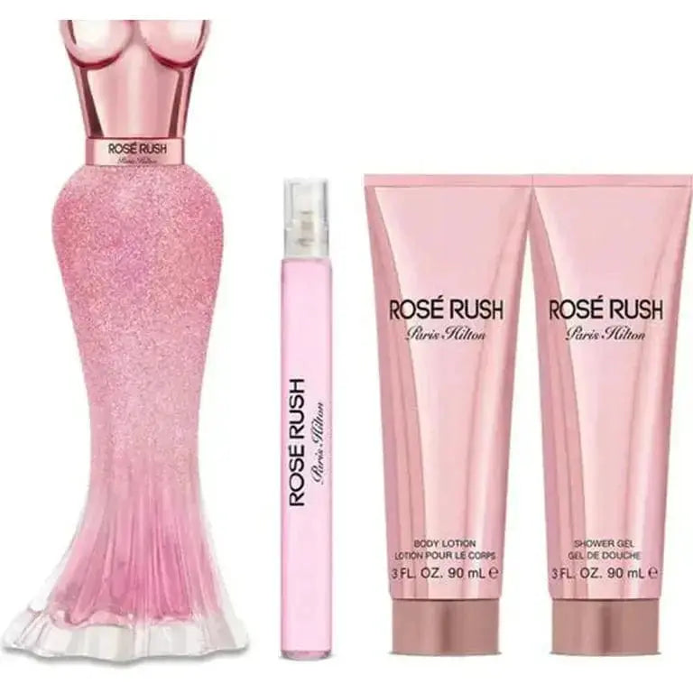 Rose Rush By Paris Hilton W 3.4oz 4pc Set EDP Spray by perfumesandrea