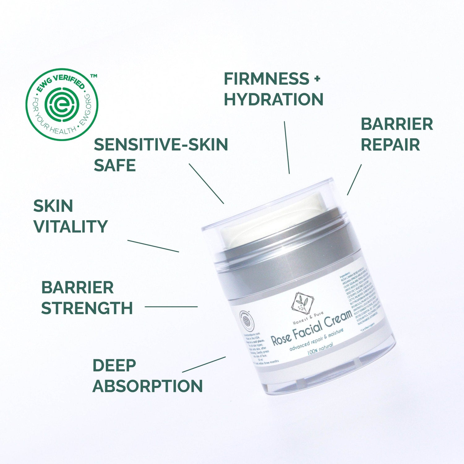 Rose Face Anti-Aging Cream and Moisturizer by Honest &amp; Pure