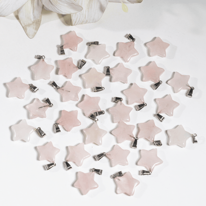 Rose Quartz Star Pendant Necklace – Natural Crystal Gemstone Jewelry  DestGlow
