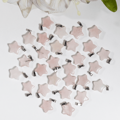 Rose Quartz Star Pendant Necklace – Natural Crystal Gemstone Jewelry  DestGlow