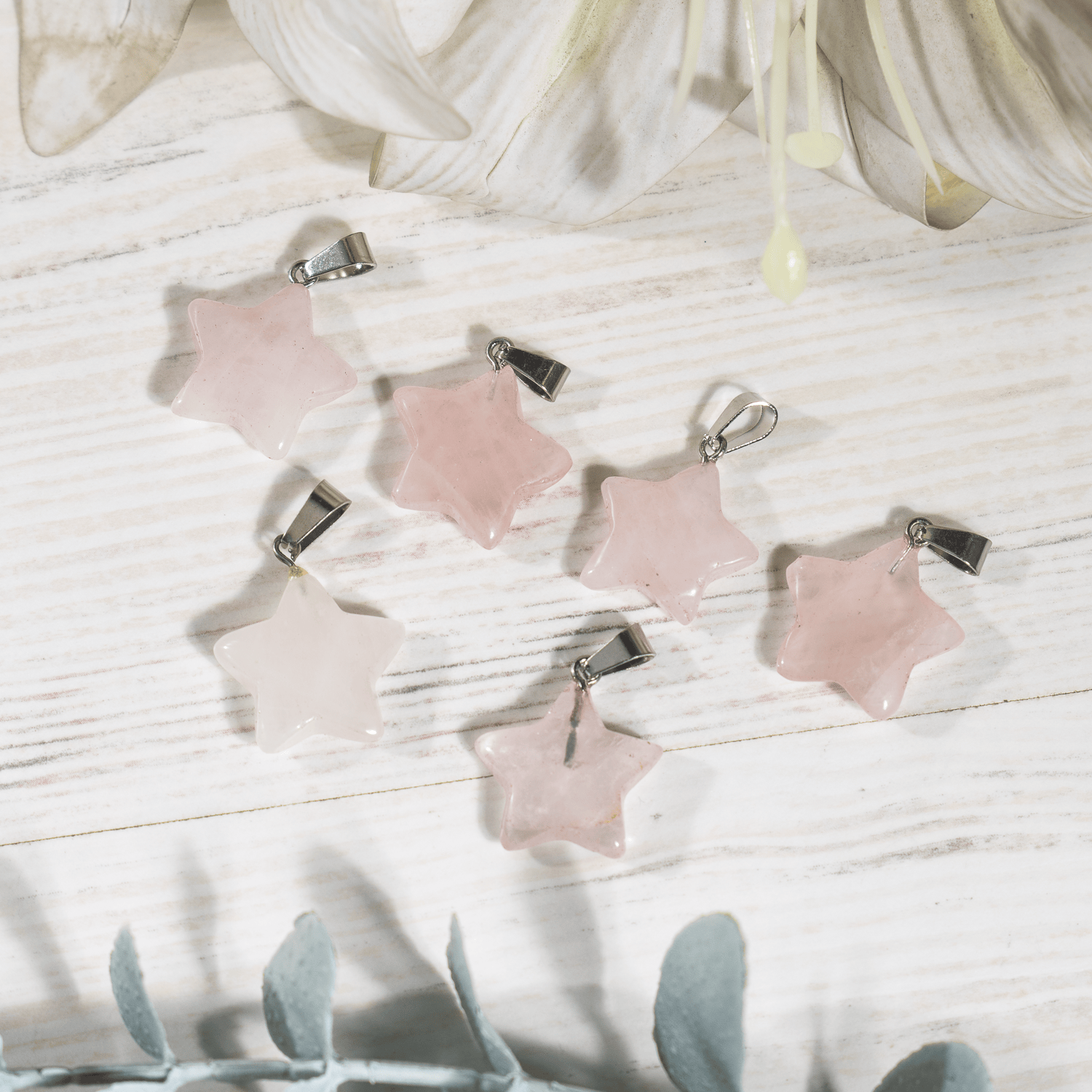 Rose Quartz Star Pendant Necklace – Natural Crystal Gemstone Jewelry  DestGlow