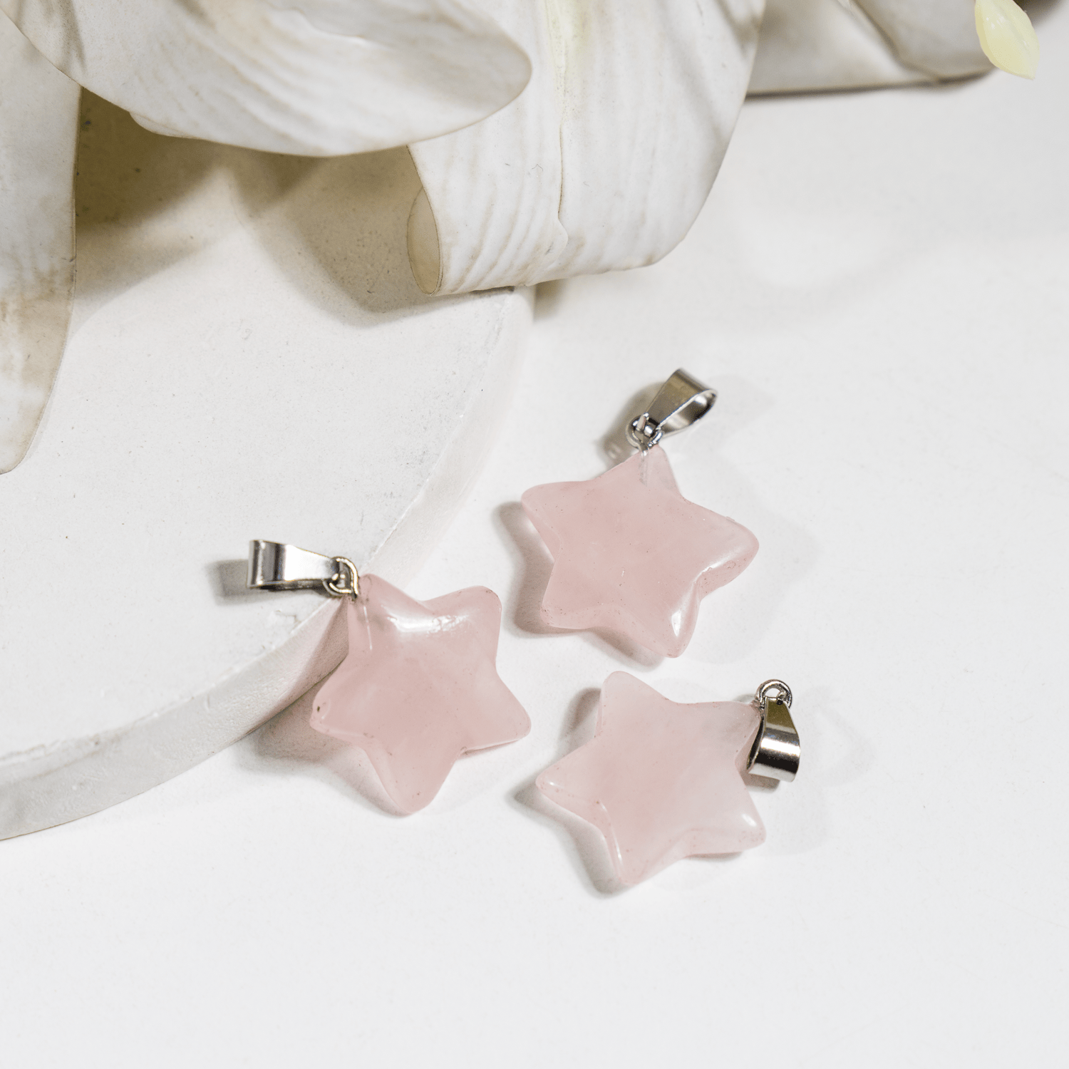 Rose Quartz Star Pendant Necklace – Natural Crystal Gemstone Jewelry  DestGlow
