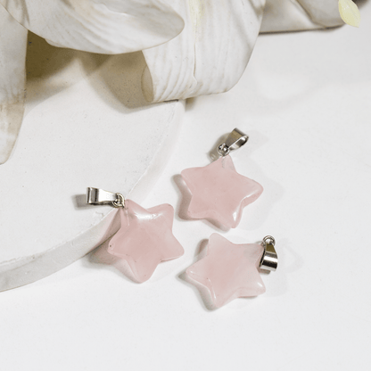 Rose Quartz Star Pendant Necklace – Natural Crystal Gemstone Jewelry  DestGlow