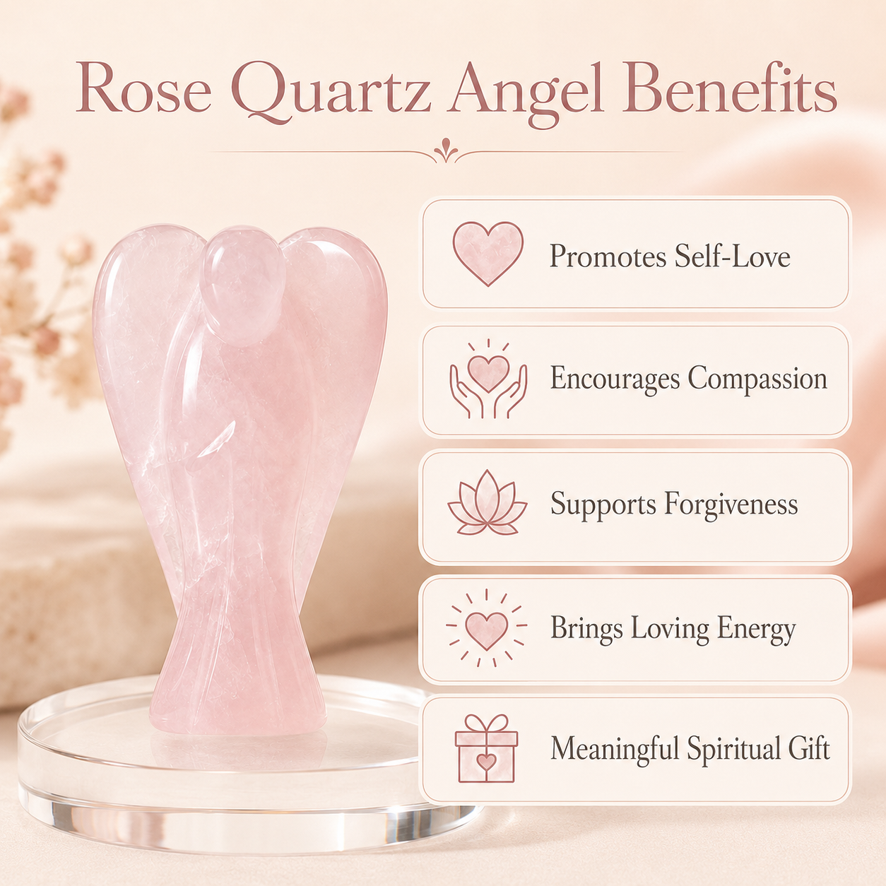 Rose Quartz Crystal Angel Pocket Guardian
