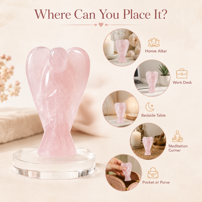 Rose Quartz Crystal Angel Pocket Guardian