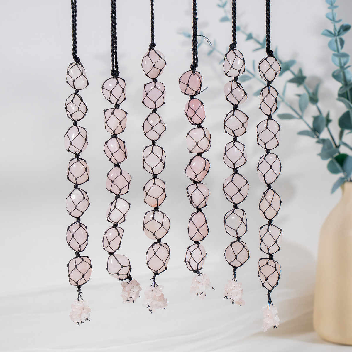 Rose Quartz Crystal Hanger, Car Accessories (Calming And Patience)  DestGlow