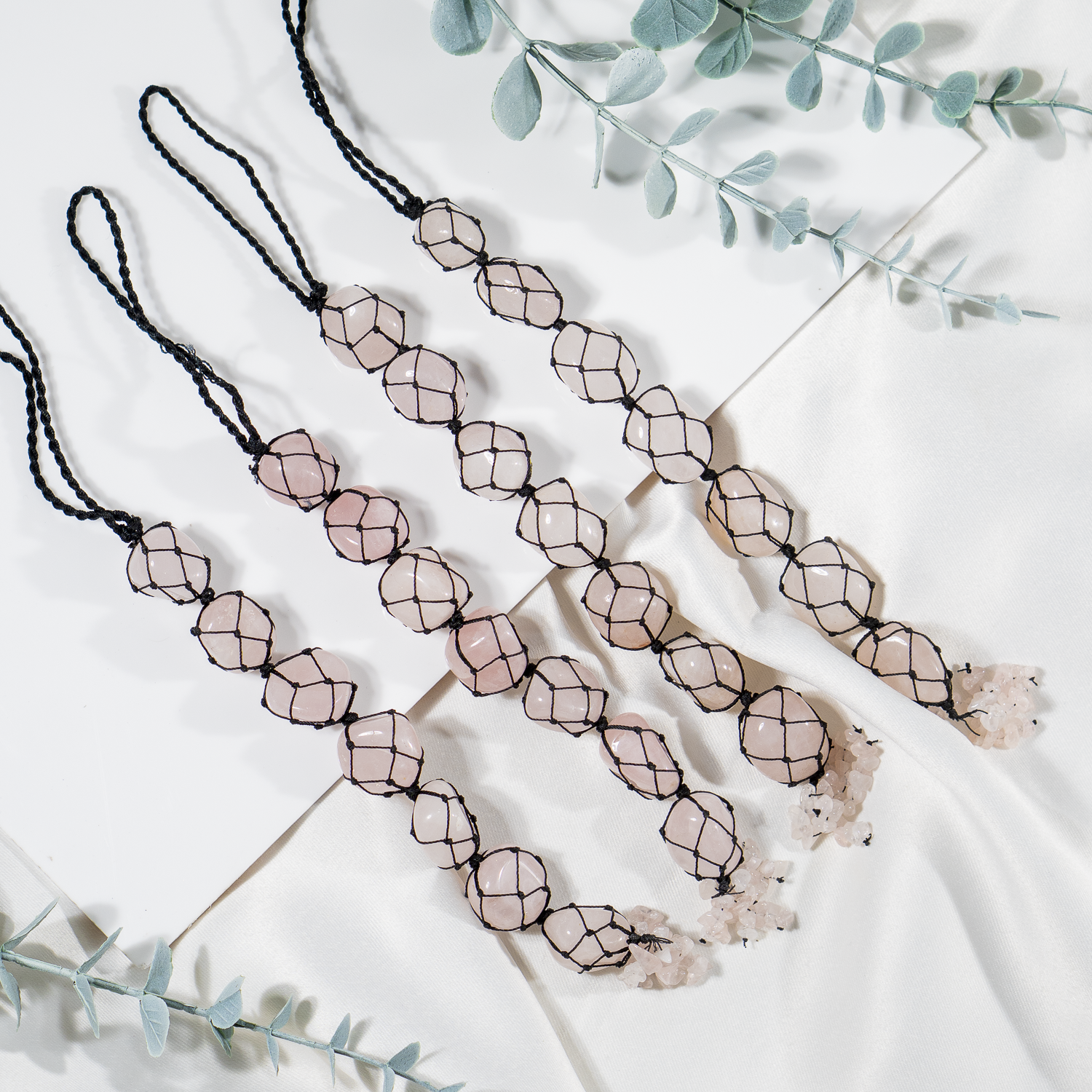 Rose Quartz Crystal Hanger, Car Accessories (Calming And Patience)  DestGlow