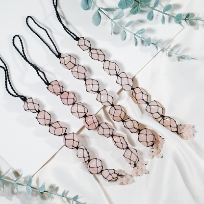 Rose Quartz Crystal Hanger, Car Accessories (Calming And Patience)  DestGlow
