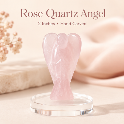 Rose Quartz Crystal Angel Pocket Guardian  DestGlow