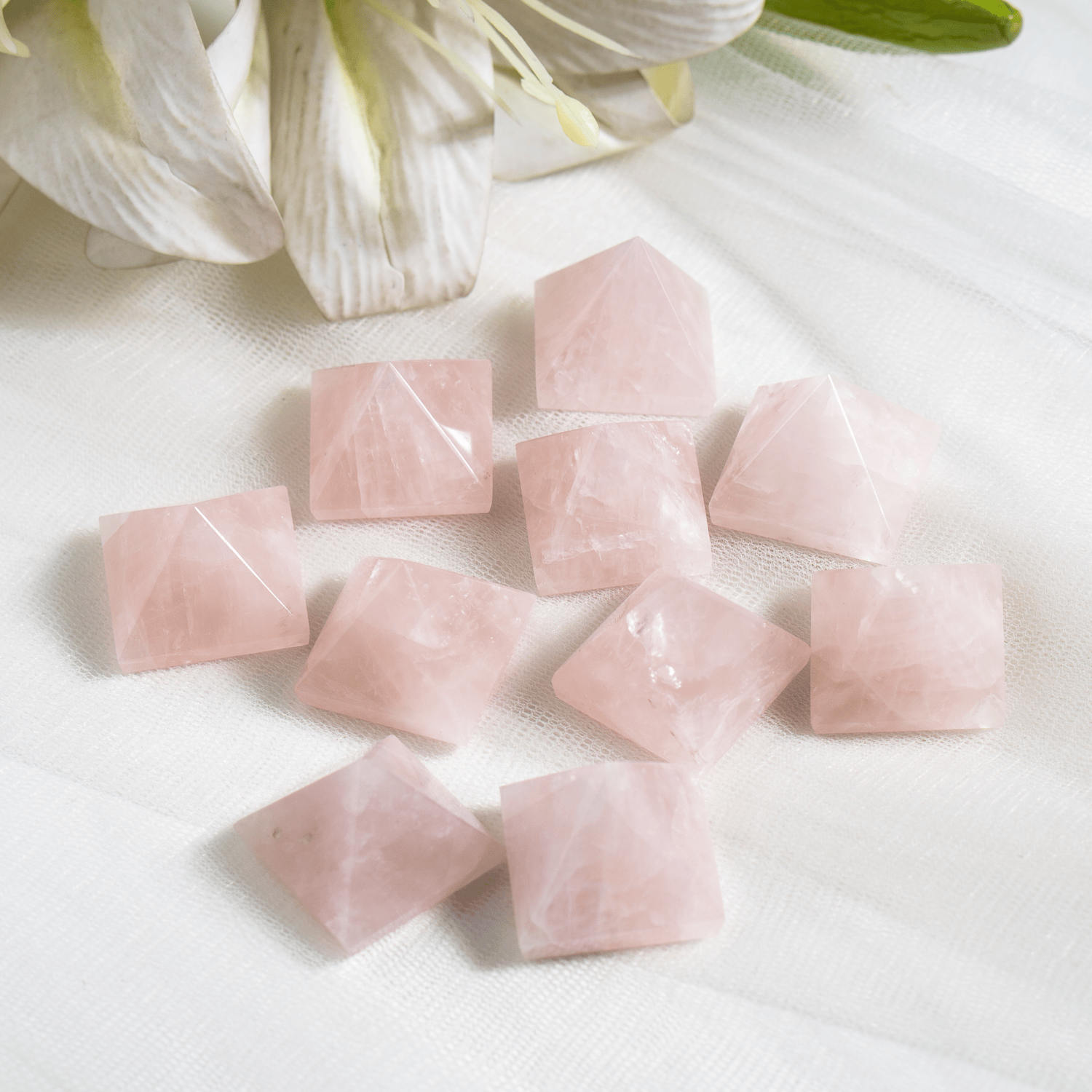 Rose Quartz Pyramids (Balance and Emotional Health)  DestGlow
