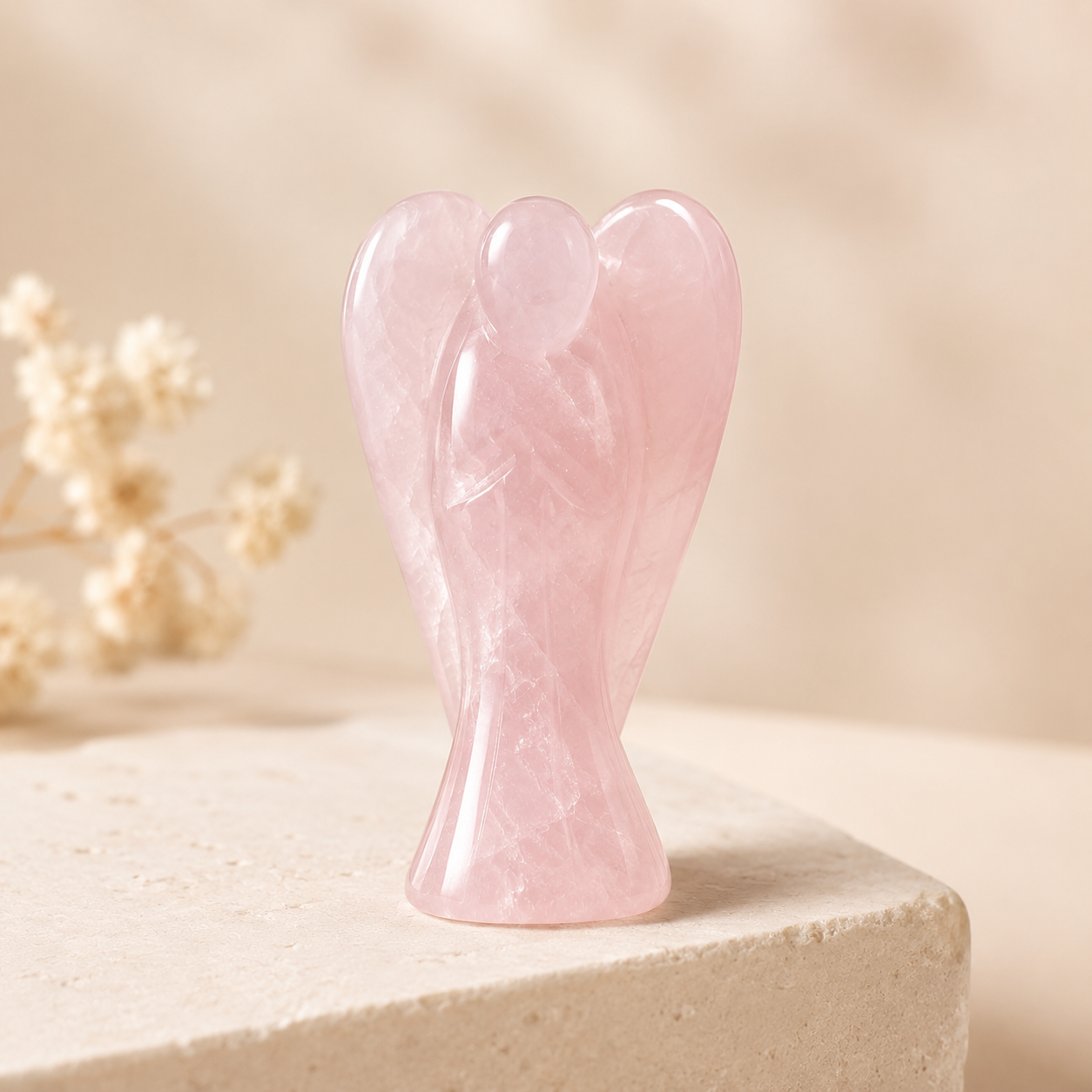 Rose Quartz Crystal Angel Pocket Guardian  DestGlow