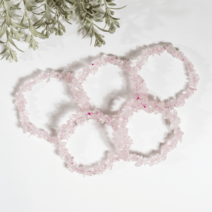 Rose Quartz Chip Bracelet (Creativity and Calming)  DestGlow
