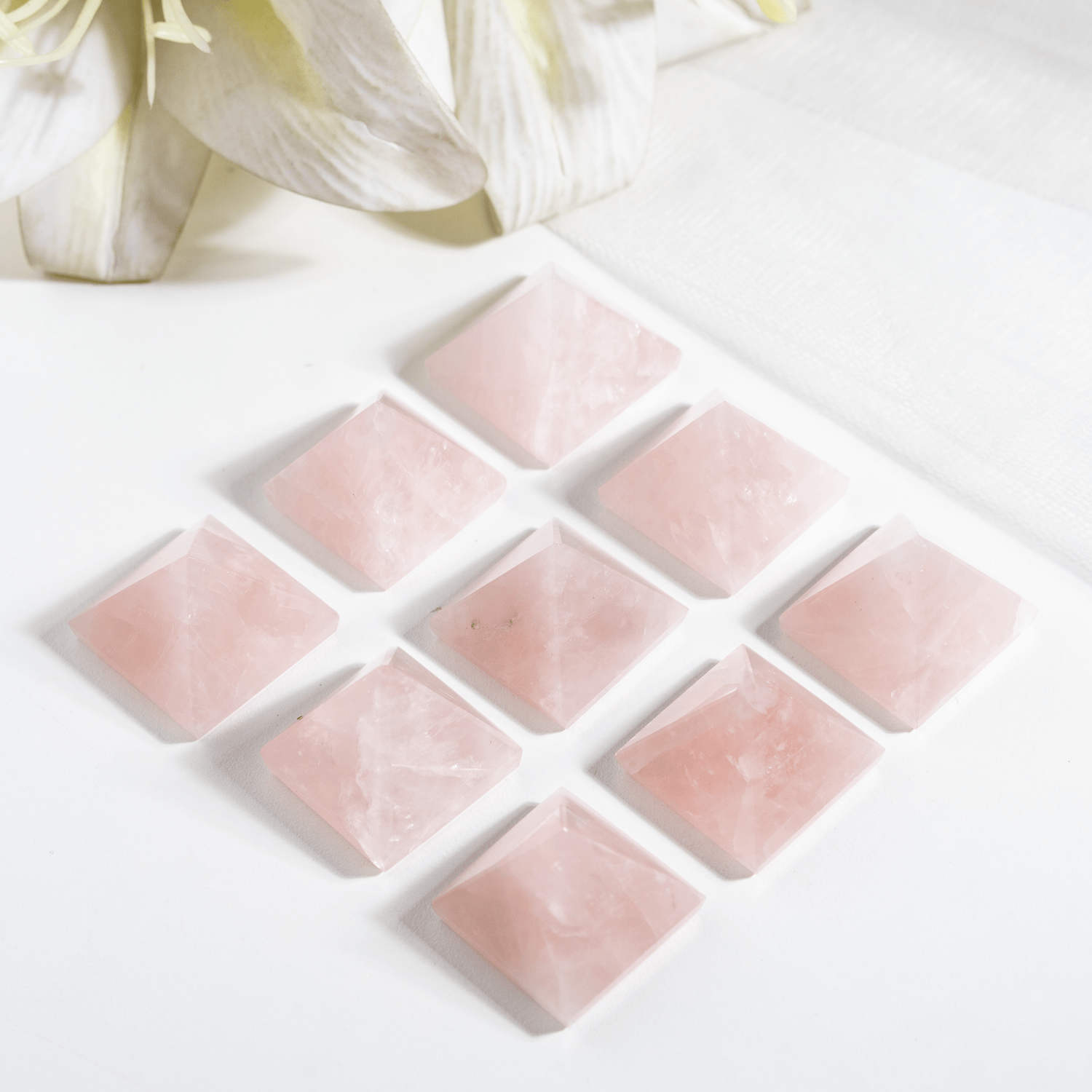 Rose Quartz Pyramids (Balance and Emotional Health)  DestGlow