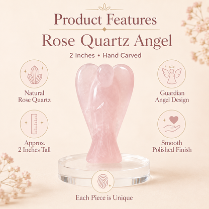 Rose Quartz Crystal Angel Pocket Guardian  DestGlow