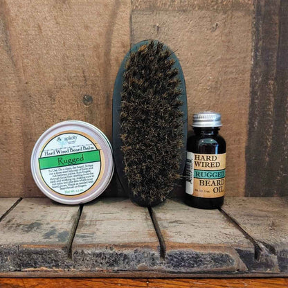 Beard-Pro Gift Set with Hard Wired Beard Oil, Balm, &amp; Brush