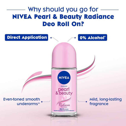 Nivea Deodorant Roll On Pearl &amp; Beauty Radiance For Eventoned Smooth &amp; Beautiful Underarms