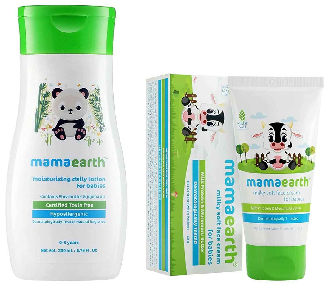 Mamaearth Daily Moisturizing Lotion &amp; Milky Soft Natural Baby Face Cream for Babies
