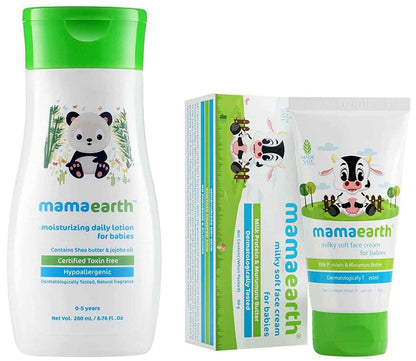 Mamaearth Daily Moisturizing Lotion &amp; Milky Soft Natural Baby Face Cream for Babies