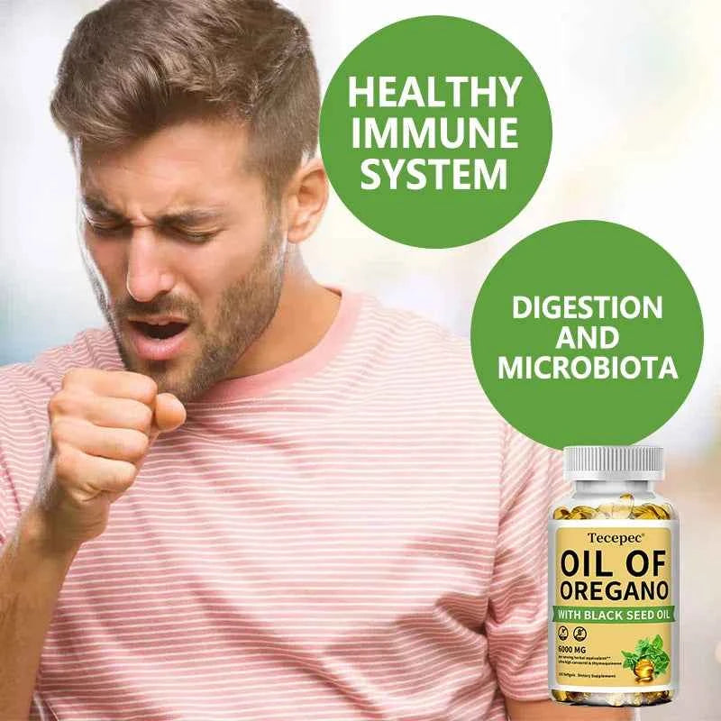 Oregano Oil Supplement with Black Seed Oil - Balanced Digestion and Gut Health