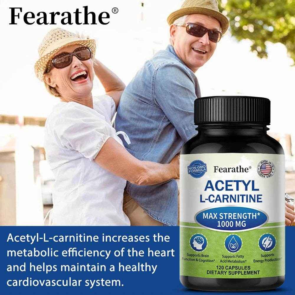 Acetyl L-Carnitine Supplement 1000 mg, Brain and Nerve Cell Function, Fatty Acid Metabolism, Brain Enhancer