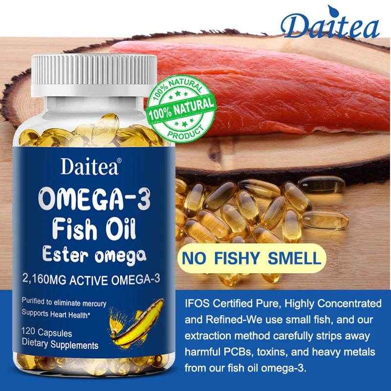 Omega 3 Fish Oil Dietary Supplement with DHA EPA to Support Eyes, Heart, Brain and Immune System