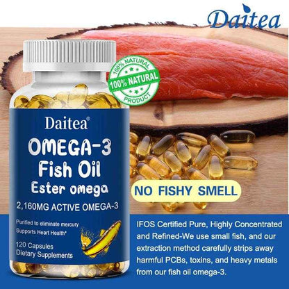 Omega 3 Fish Oil Dietary Supplement with DHA EPA to Support Eyes, Heart, Brain and Immune System