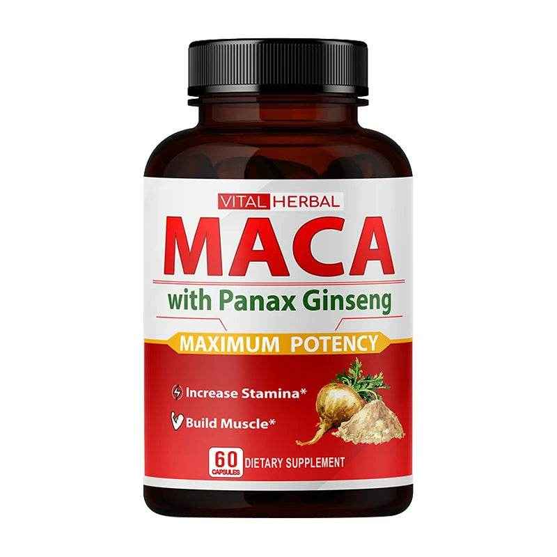 Sports Supplement - Contains Maca, Ginseng Extract Capsules to Burn Fat, Boost Strength, Energy, Performance and Muscle Mass