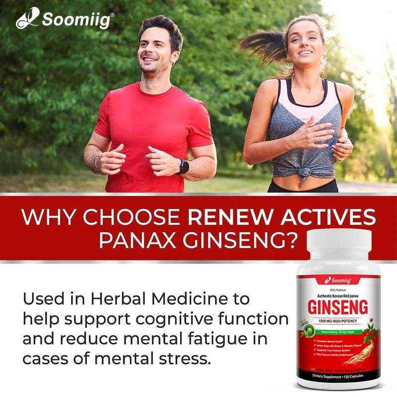 Authentic Korean Red Ginseng Capsules, Powerful Ginsenosides, Energy Supplement - Supports Immunity and Energy, 120 Capsules