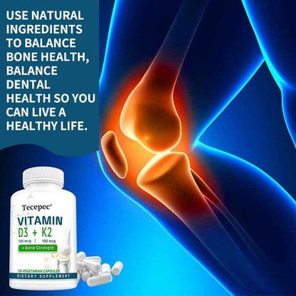 Vitamin D + Vitamin K Supplement, Supports Joint, Bone, Immune &amp; Heart Health, Improves Calcium Absorption, 120 Tablets