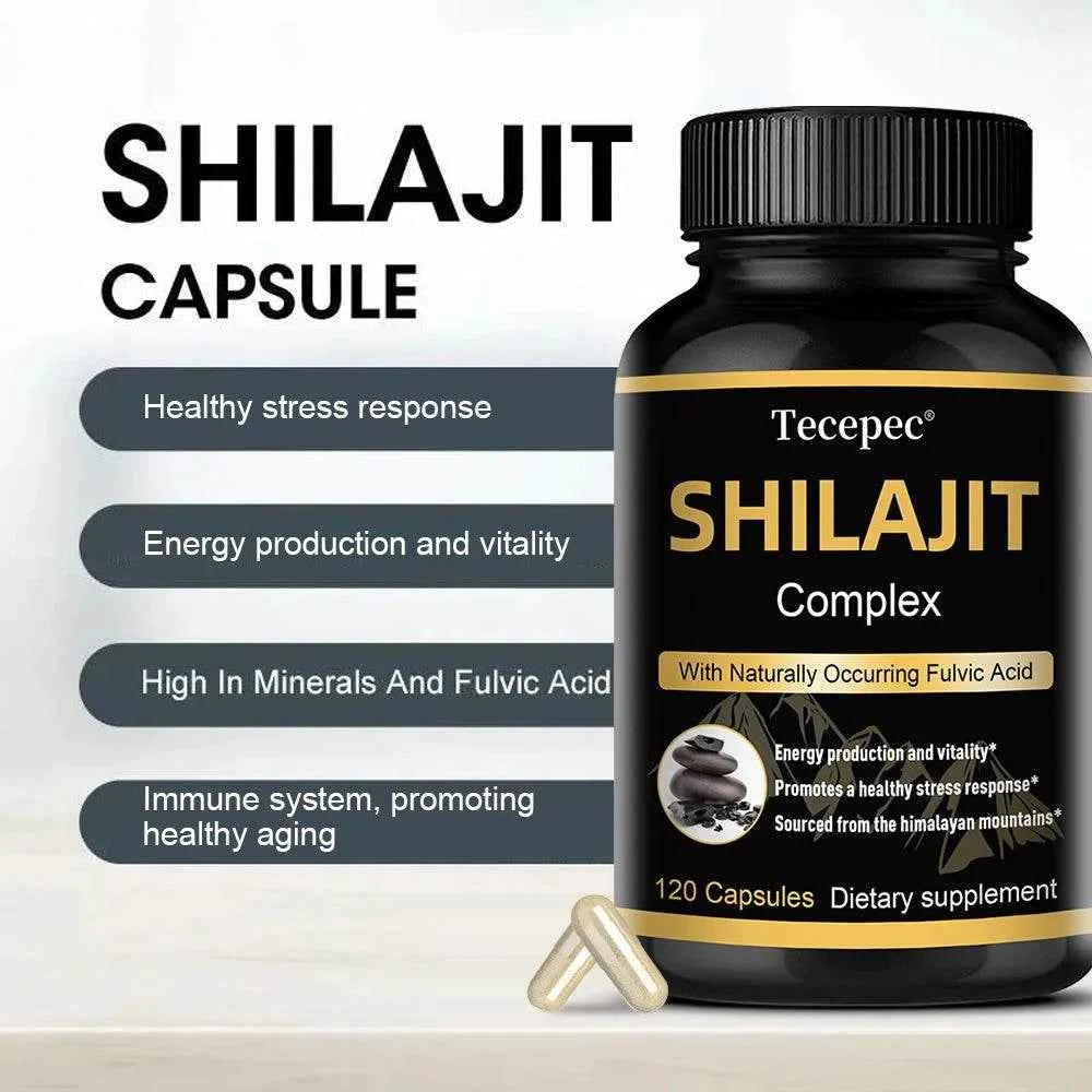 Shilajit Capsules - Rich in Trace Minerals, Natural Fulvic Acid, Helps Brain Thinking and Memory, Immunity, Metabolism