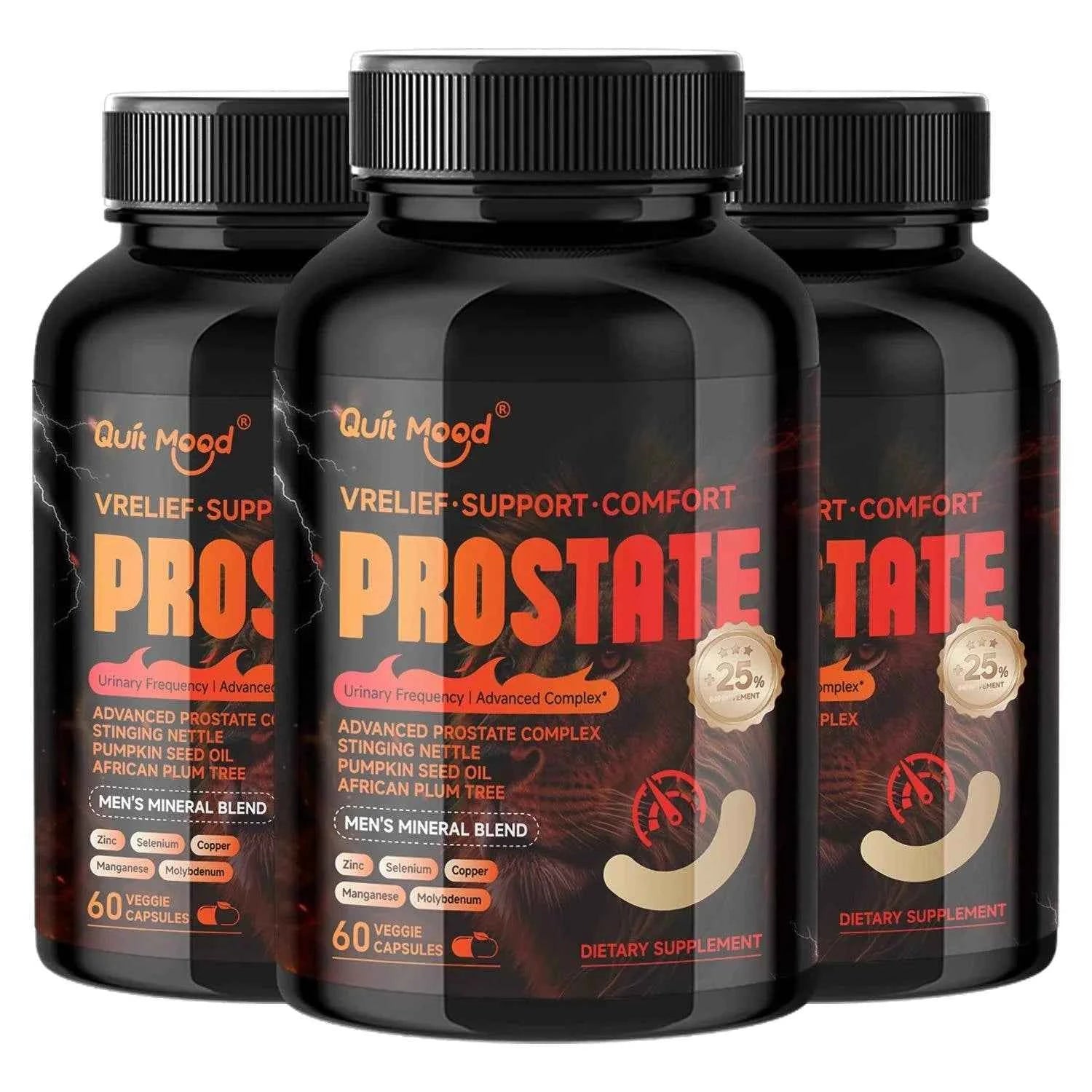 Quit mood - Advanced Prostate Support | Stinging Nettle, Pumpkin Seed Oil &amp; African Plum Extract | 60 Caps - Men’s Health Focus