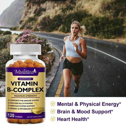 Mulittea Vitamin B Complex Capsules Help Relieve Fatigue Improve Digestion Reduce Stress Better Mood Support Immune Supplement